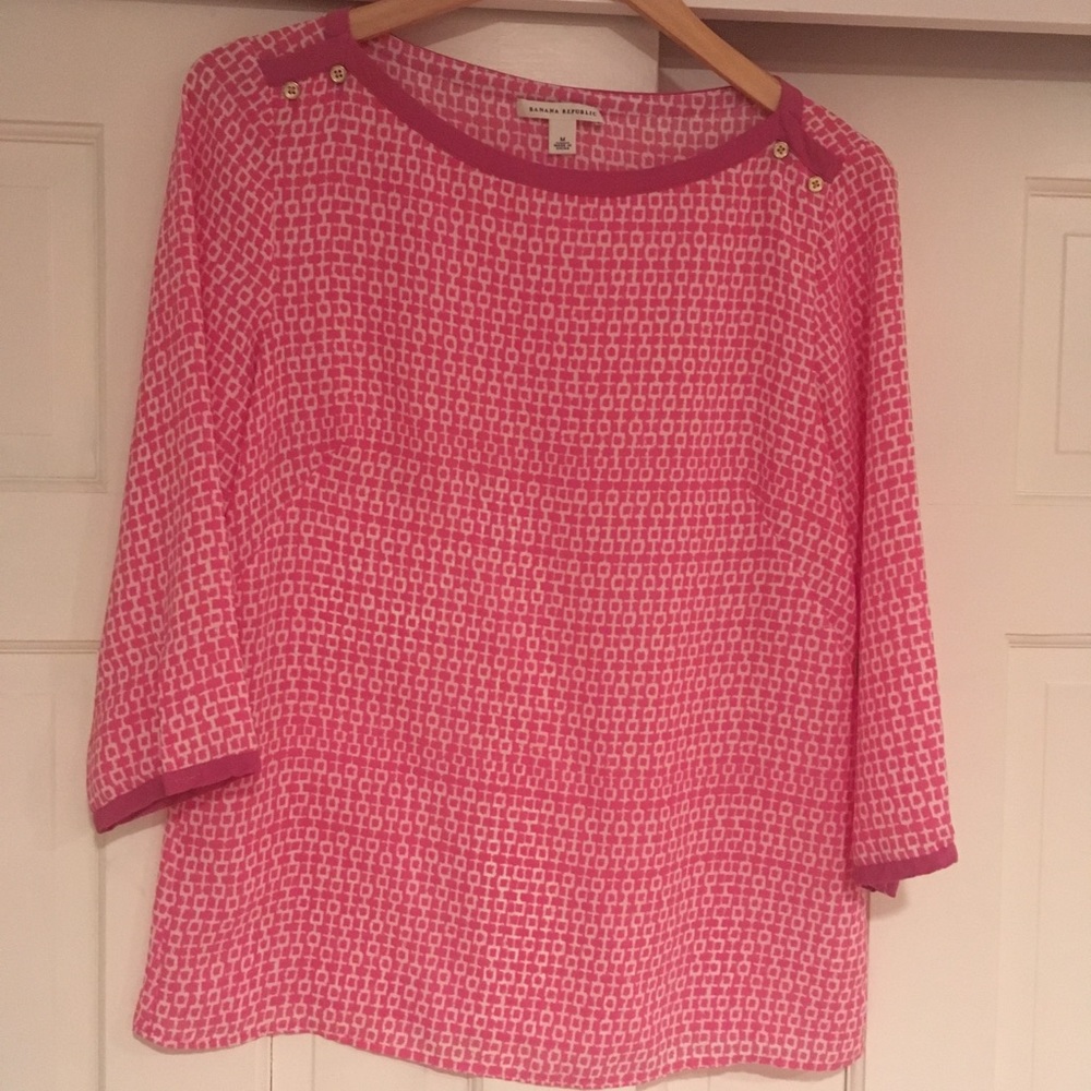 Pink and white Banana Republic blouse